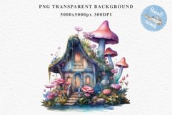 Mushroom Hut Fairy House Landscape Watercolor Clipart PNG Nursery  art Transparent Print for invitation t-shirt designs sublimation kids travel vacation watercolor Mushroom hut house png, landscape clipart, Fairy tale children sublimation clip art