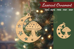 Mushroom In Moon Lasercut Ornament SVG Product Image 1