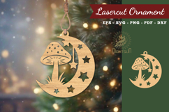 Mushroom In Moon Lasercut Ornament SVG Product Image 1