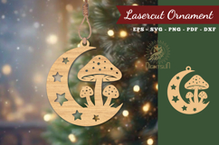 Mushroom In Moon Lasercut Ornament SVG Product Image 1