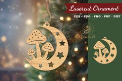 Mushroom In Moon Lasercut Ornament SVG Product Image 1