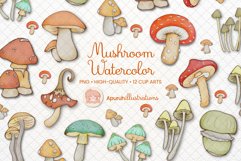 Mushroom in Watercolor Clipart 01