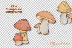 Mushroom in Watercolor Clipart 03