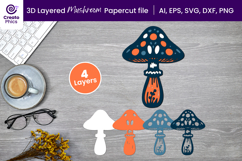 mushroom papercut file-mushroom svg-paper cutting-laser cutting-multi layere-plant svg 