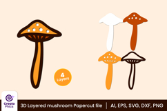 mushroom papercut file-mushroom svg-paper cutting-laser cutting-multi layere-plant svg