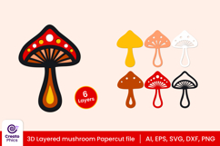 mushroom papercut file-mushroom svg-paper cutting-laser cutting-multi layere-plant svg 