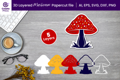 mushroom papercut file-mushroom svg-paper cutting-laser cutting-multi layere-plant svg 
