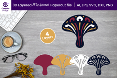 mushroom papercut file-mushroom svg-paper cutting-laser cutting-multi layere-plant svg 
