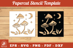 Mushroom Papercut Stencil SVG Product Image 1
