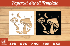 Mushroom Papercut Stencil SVG Product Image 1