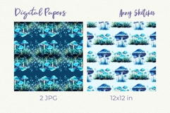 Bioluminescent Mushrooms Seamless Digital Papers Set Product Image 2