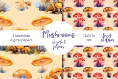 Bioluminescent Mushrooms Seamless Digital Papers Set Product Image 1