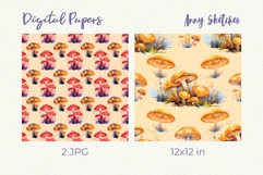 Bioluminescent Mushrooms Seamless Digital Papers Set Product Image 2