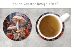 Autumn Mushroom Round Coaster, kitchen decor Product Image 1