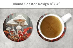 Mushroom Round Coaster, autumn circle Product Image 1