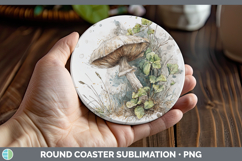 GorgeousMushroom Sketch Round Coaster design.