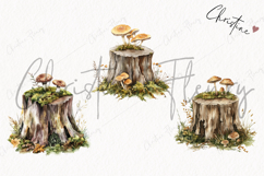 Mushroom Tree Stump Clipart | Fall Png Product Image 3