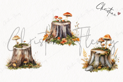 Mushroom Tree Stump Clipart | Fall Png Product Image 3