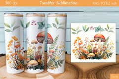 Watercolor Mushroom Design|Fall Tumbler Sublimation Product Image 1