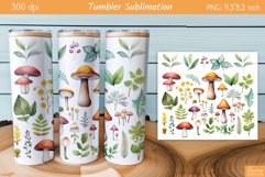 Watercolor Mushroom Design|Fall Tumbler Sublimation Product Image 1