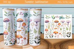 Watercolor Mushroom Design|Fall Tumbler Sublimation Product Image 1