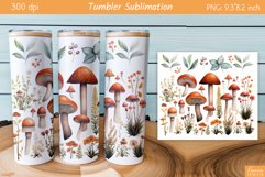 Watercolor Mushroom Design|Fall Tumbler Sublimation Product Image 1