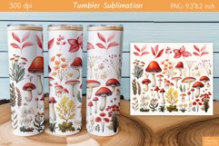 Watercolor Mushroom Design|Fall Tumbler Sublimation Product Image 1