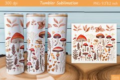 Watercolor Mushroom Design|Fall Tumbler Sublimation Product Image 1