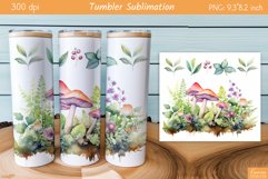 Watercolor Mushroom Design|Fall Tumbler Sublimation Product Image 1