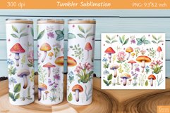 Watercolor Mushroom Design|Fall Tumbler Sublimation Product Image 1