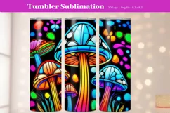 Mushroom Tumbler Sublimation  Stained Glass Tumbler Wrap