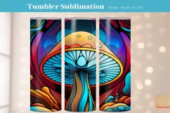 Mushroom Tumbler Sublimation  Stained Glass Tumbler Wrap