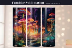 Mushroom Tumbler Wrap  Mystical Forest Tumbler Sublimation
