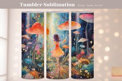 Mushroom Tumbler Wrap  Watercolor Fairy Tumbler Sublimation