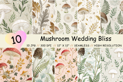   wedding, bliss, elegant, bridal, bouquet, sophisticated, rustic, romantic, floral, pattern ,mushroom wedding, bliss elegant, bridal bouquet, sophisticated rustic, romantic floral, morel amanita, fern baby breath, gold foil, seamless background, digital 