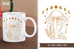 Mushroom with Celestial Lunar Phase, Cottagecore Sublimation Product Image 1