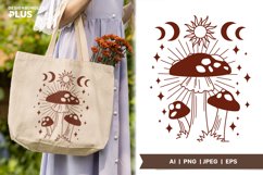 Mushroom with Sun & Moon, Celestial, Cottagecore Sublimation Product Image 1