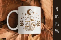 Vintage Mushroom with Moon and Sparkling Shapes Sublimation Product Image 1