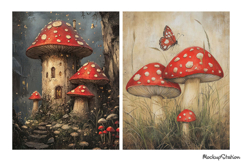 Vintage Mushrooms Junk Journal Pages | Shabby Mixed Media Product Image 3