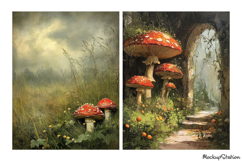 Vintage Mushrooms Junk Journal Pages | Shabby Mixed Media Product Image 2