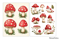 Vintage Mushroom Junk Journal Ephemera, Watercolor Clipart Product Image 2
