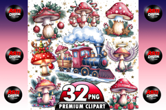 Christmas Mushroom Watercolor Clipart Bundle Product Image 1