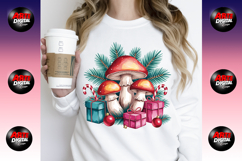 Christmas Mushroom Watercolor Clipart Bundle Product Image 9