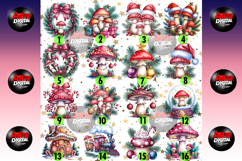 Christmas Mushroom Watercolor Clipart Bundle Product Image 3