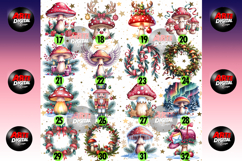 Christmas Mushroom Watercolor Clipart Bundle Product Image 2