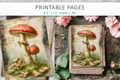 mushroom grunge paper, forest junk journal Product Image 3