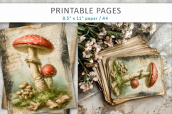 mushroom grunge paper, forest junk journal Product Image 5