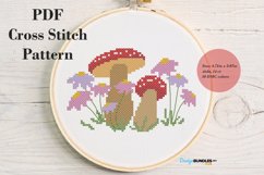 Mushrooms In Flowers Cross Stitch Pattern PDF File Product Image 1