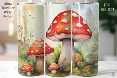 Mushrooms 20oz Tumbler Wrap JPG Fall Autumn Sublimation Product Image 1
