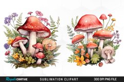 Mushroom Clipart,Fairy Toadstool,Forest Clipart,Magic Mushroom,Mushroom Clip Art,Mushroom Cluster,Nature Clip Art,Watercolor Forest,Watercolor Mushroom,White Mushroom,Watercolor Toadstool,